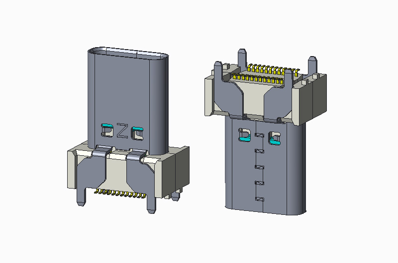 USB 3.1 TYPE C 24P 双SMT 直立式H15.0 (脚长1.4)