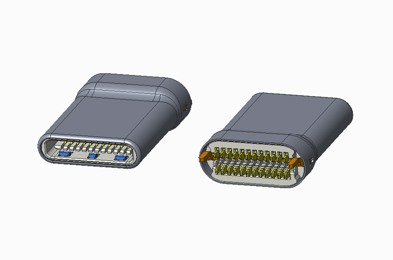 USB 3.1 TYPE C PLUG 24P夹板0.8 H=3.60