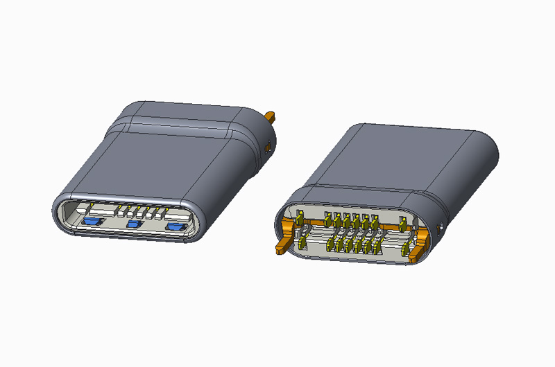 USB 3.1 TYPE C PLUG 16P夹板0.8 H=3.20