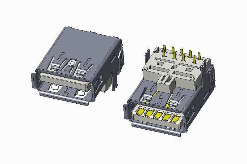USB 3.0 AF 90度DIP架高 H8.65 有卷边 直脚