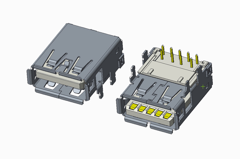 USB 3.0 AF 90度DIP CH4.139 有卷边 四直脚