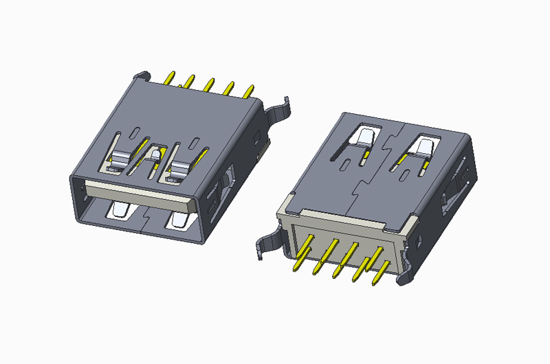 USB 3.0 AF 180度 DIP H15.00 无卷边 弯脚