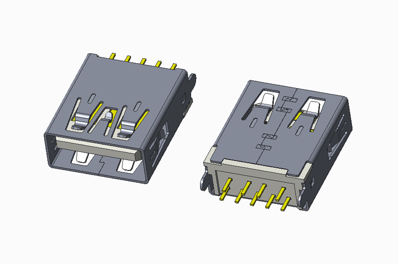 USB 3.0 AF 180度 DIP H15.00 无卷边 直脚