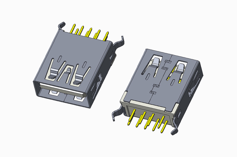 USB 3.1 GEN2 AF 180度 DIP H15.00 无卷边 弯脚