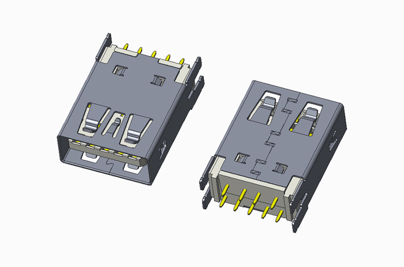 USB 3.1 AF 180度 DIP H16.7 无卷边 四直脚