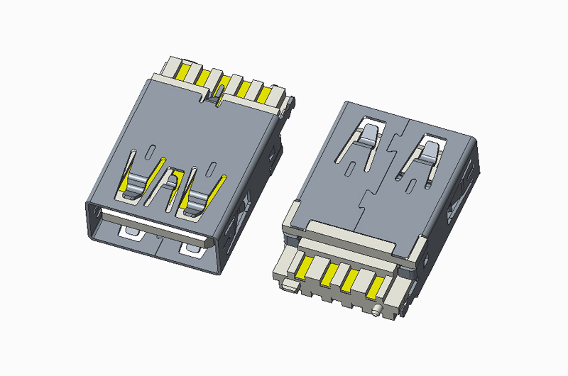 USB 3.0 AF 180度 焊线 无卷边 带短路脚