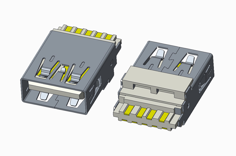 USB 3.0 AF 180度 焊线 无卷边 带卡位