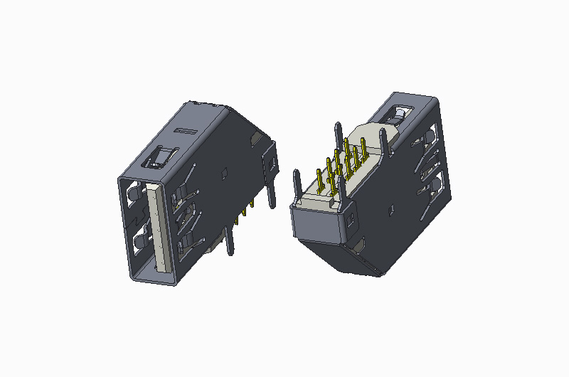 USB 3.0 AF 180度 DIP 侧插 无卷边 直脚