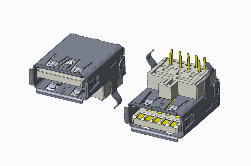 USB 3.0 AF 90度DIP架高 H9.5 有卷边 弯脚