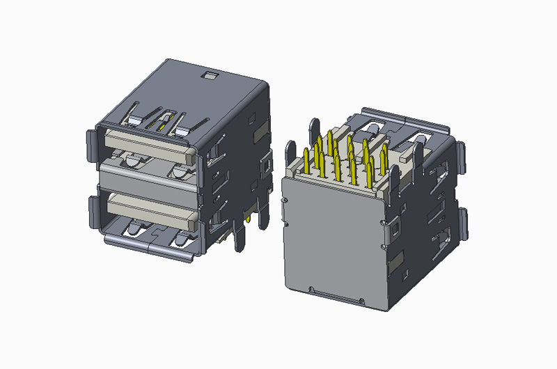 USB 3.0 AF 双层 90度 DIP A款 有卷边 直脚