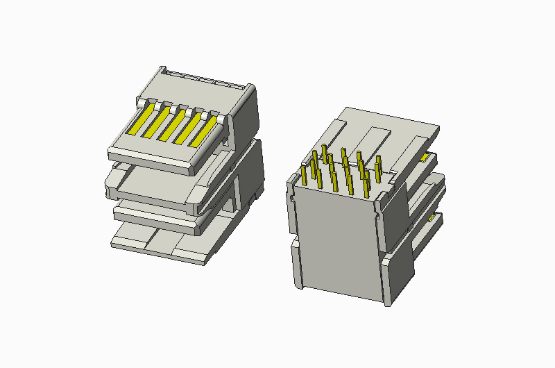 USB 3.0 AF 双层 90度 DIP 全塑型 卡槽内凹