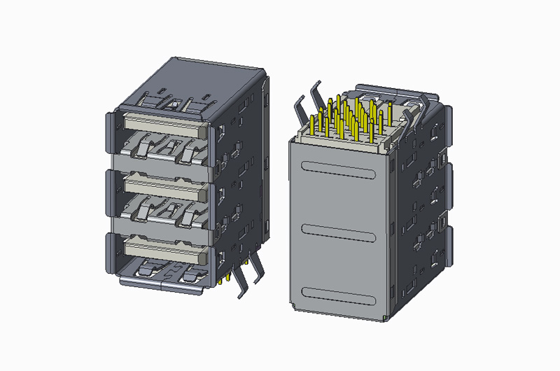 USB 3.1 GEN2 AF 三层 90度 DIP H24.00