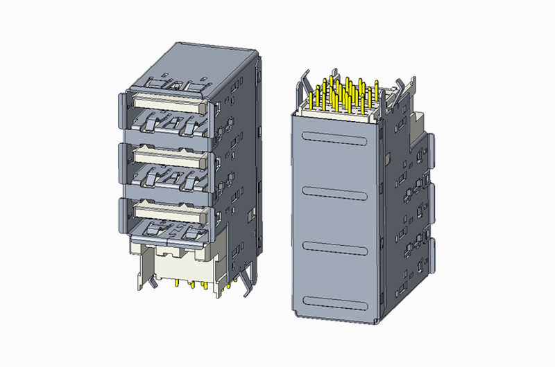 USB 3.1 GEN2 AF 三层 90度 DIP 架高型 H32.50