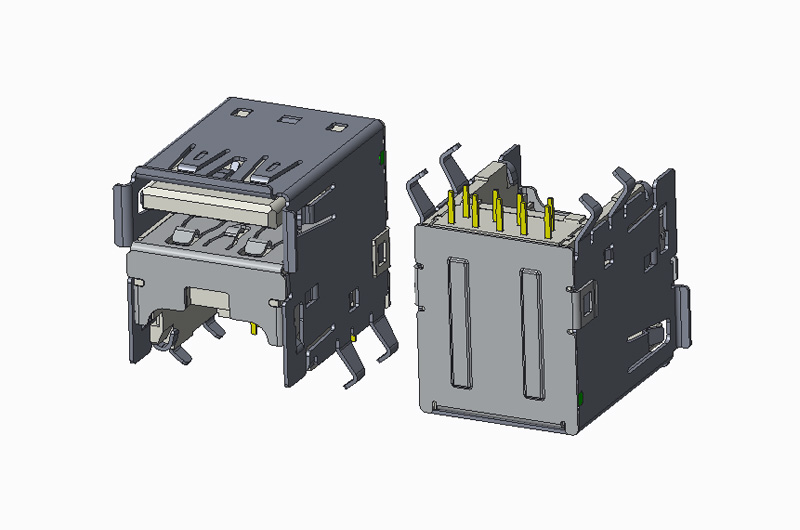 USB 3.1 AF 架高 90度 DIP 有卷边 弯脚
