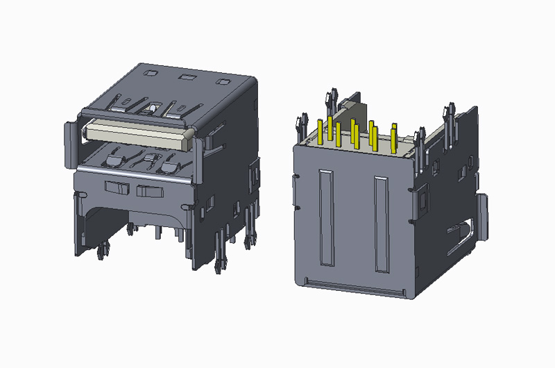 USB 3.1 AF架高 90度 DIP 有卷边 鱼叉脚
