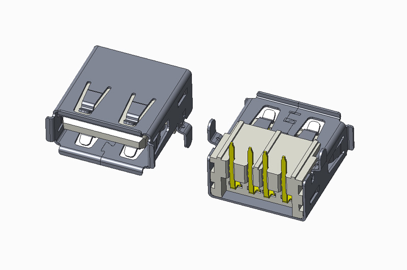 USB 2.0 AF 90度 DIP H6.90mm 有卷边 直脚PH14.9