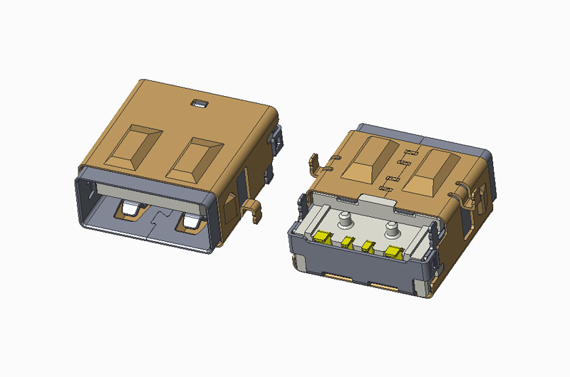 USB 2.0 AF 90度 SMT 沉板CH1.91 大电流 带护套