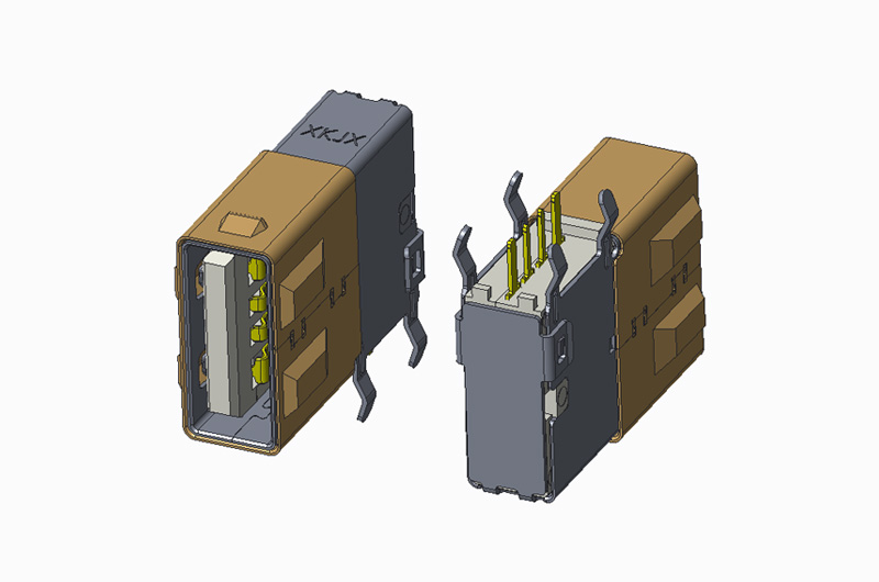 USB 2.0 AF 90度 DIP 侧插 大电流 带护套