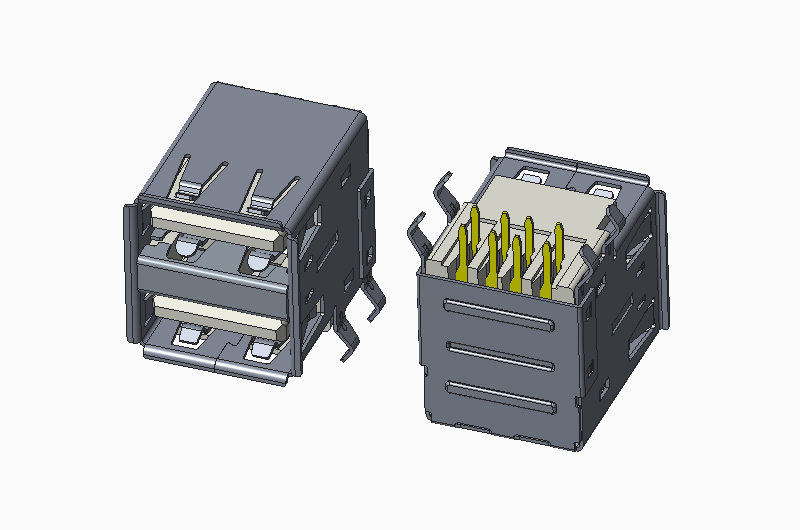 USB 2.0 双层 AF 90度 DIP 弯脚