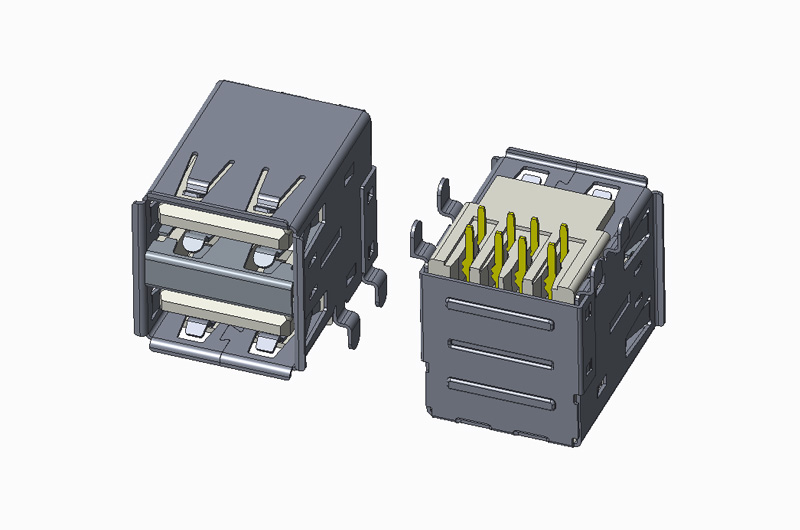 USB 2.0 双层 AF 90度 DIP 直脚PH15.30