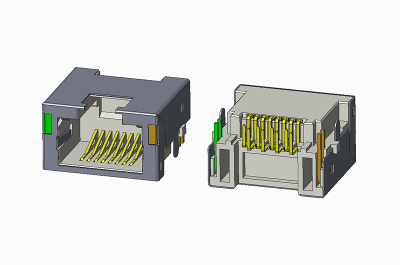 RJ45 沉板式 90度DIP H7.0 带灯