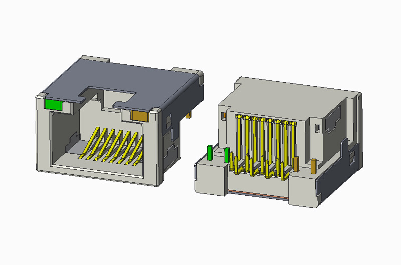 RJ45 沉板式 90度DIP H9.9 带灯